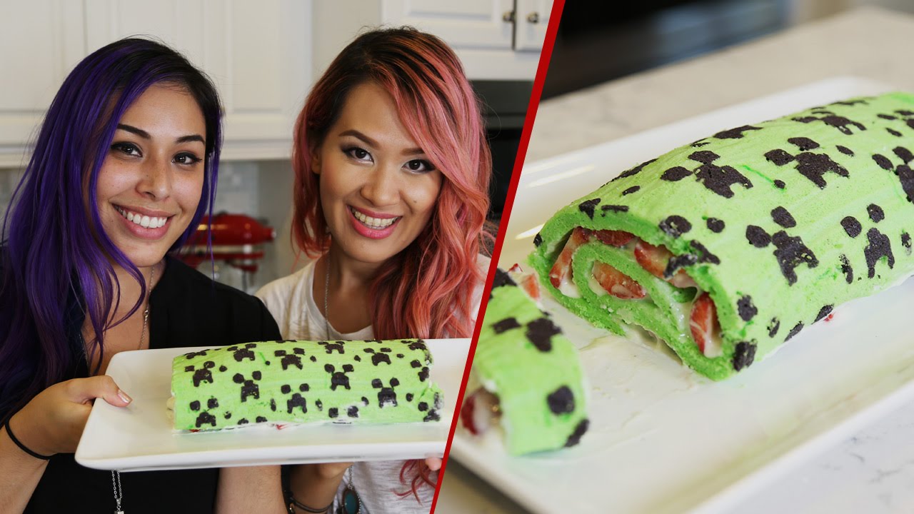 Minecraft Creeper Roll Cake w/AnneOrShine – Quake n Bake