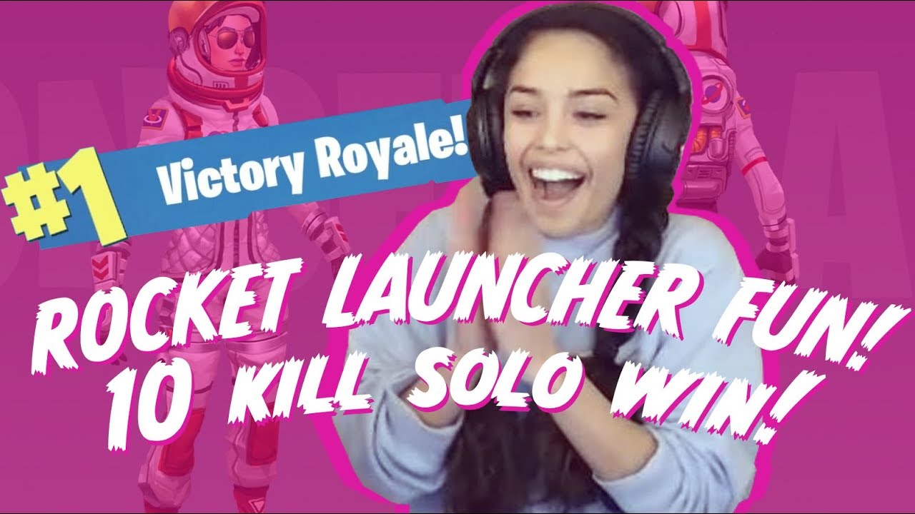 Valkyrae Rocket Launcher fun! 10 Kill Solo Win! Full match – Fortnite Battle Royale