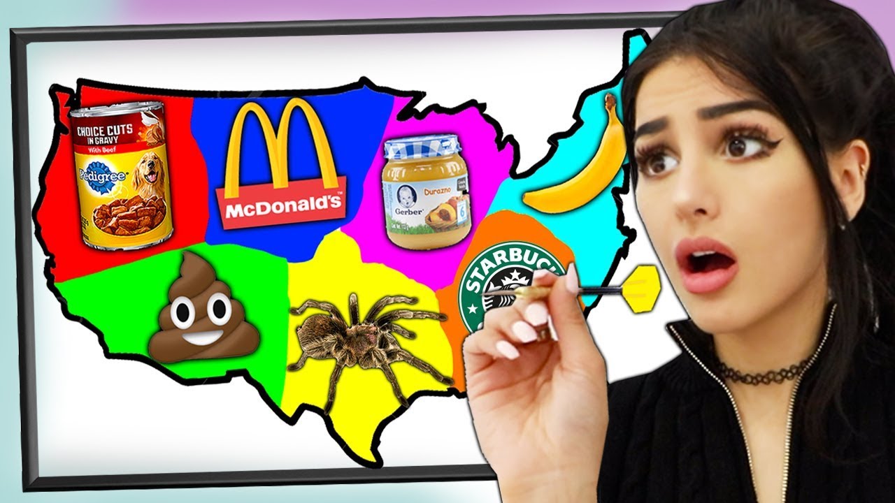 Throwing a Dart at a Map & EATING Whatever it Lands On – Challenge