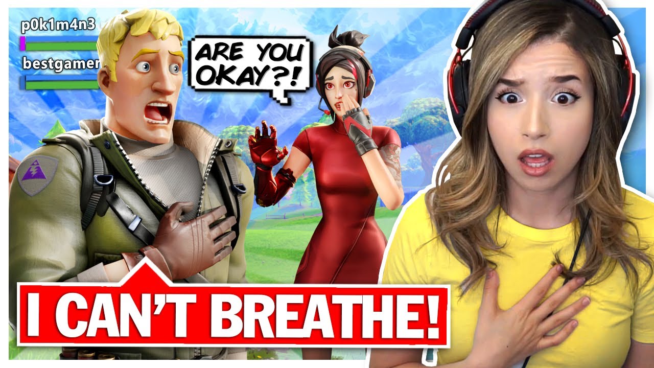 12 YR OLD has ASTHMA ATTACK meeting Pokimane in Fortnite Random Duos!