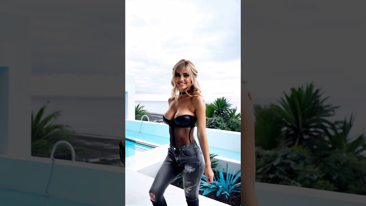 Poolside 005 – #aimodel #fashion #jeans #blonde #crush #waifu #girl #influencer #ai #model #pool