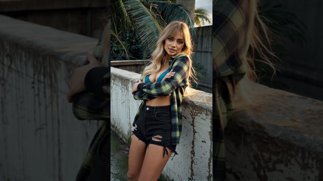 Kharissa Flannel 005 #fashion #model #crush #waifu #blonde #girl #beauty #beautiful #bikini #fyp #ai