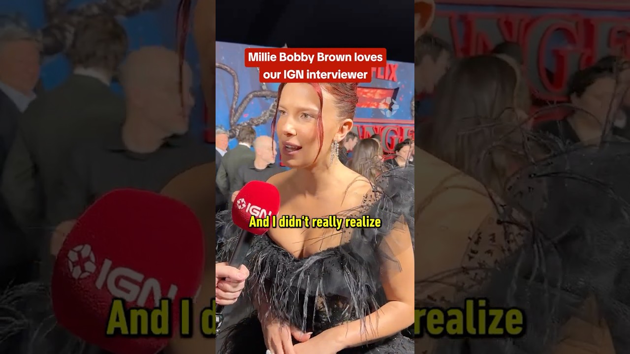 Millie Bobby Brown and IGN Host Jeffrey Vega #fancam 🎤 #strangerthings #ign #redcarpet #interview
