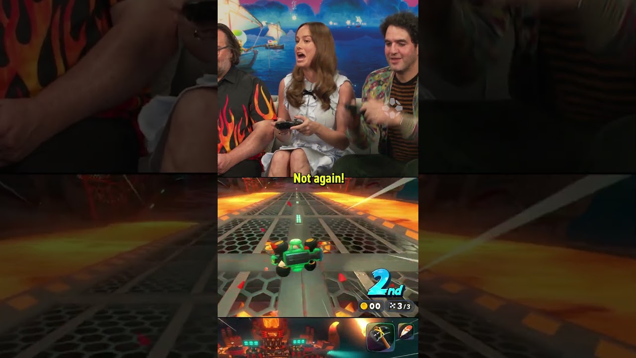 Brie Larson was in 1st place… until she wasn’t. #supermariomovie #mariokart #brielarson #ign